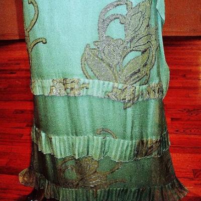 Nicole Miller silk chiffon Lurex lame' couture grecian gown