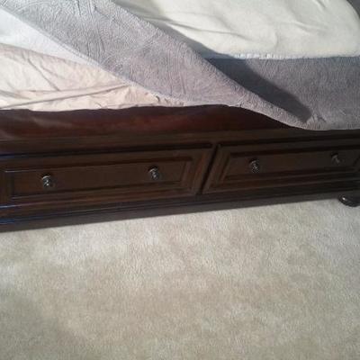 Queen Sleigh Bed with 2 Underneath Storage Drawers and 2 Matching Nightstands 