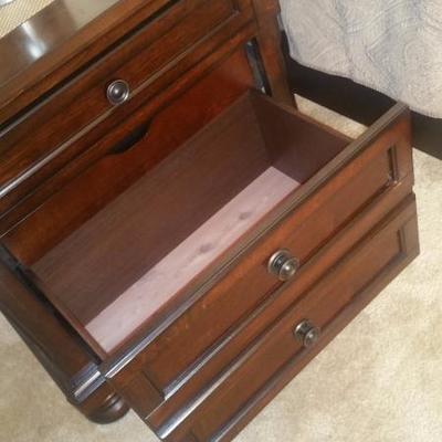 Queen Sleigh Bed with 2 Underneath Storage Drawers and 2 Matching Nightstands 