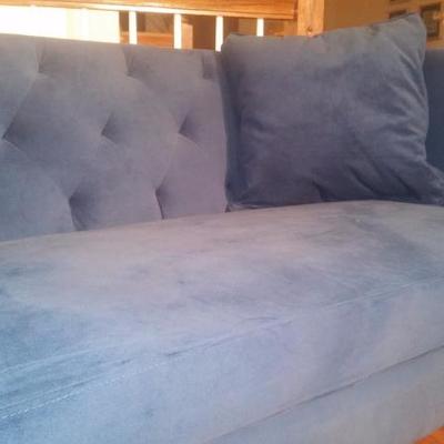 Blue velvet settee (loveseat)
