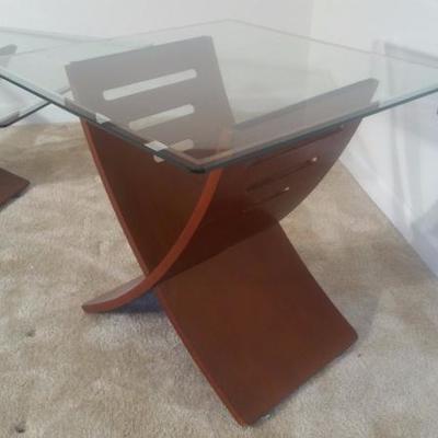 3 pc Coffee Table and End Tables with Glass Top