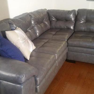 Grey Leather Sectional Sofa