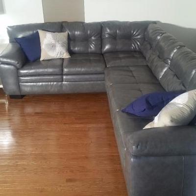 Grey Leather Sectional Sofa