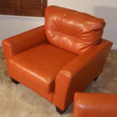 3 pc Soft Leather Loveseat, Chair, and Ottoman