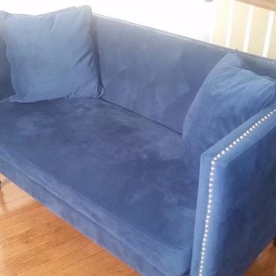 Blue velvet settee (loveseat)