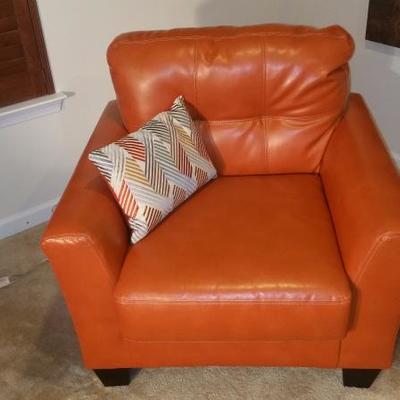 3 pc Soft Leather Loveseat, Chair, and Ottoman