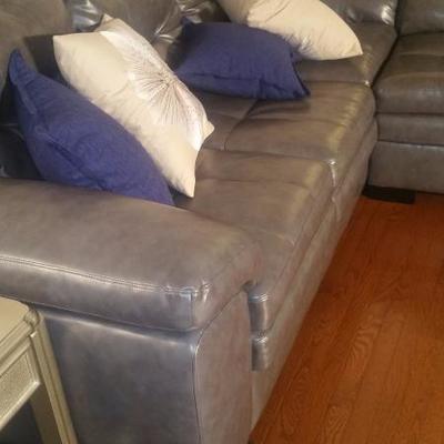 Grey Leather Sectional Sofa