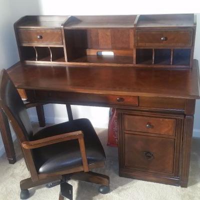 Computer desk with chair and file cabinet