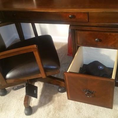 Computer desk with chair and file cabinet