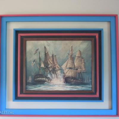 Custom Triple Framed Print of Clipper Ships