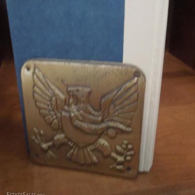 Set of 7 Vintage McMillan Hardback Cloth Classics w/ Brass Bookends