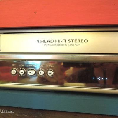 VCR and DVD Player in Custom Made Wood Cabinet