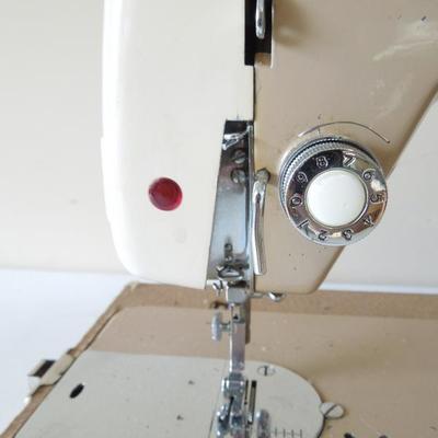 Vintage "White" Metal Case Sewing Machine