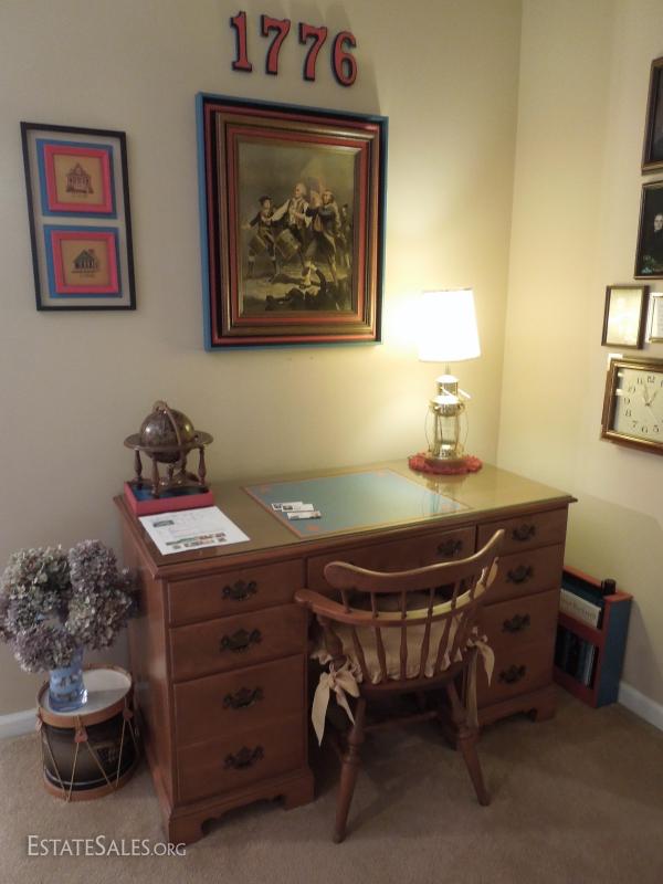 Ethan Allen Maple Desk And Windsor Chair Estatesales Org