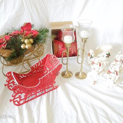 Mixed Lot Christmas Decorations and Ribbon