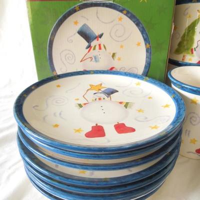 Hand Painted Christmas 8" Plates and 16 oz Mugs