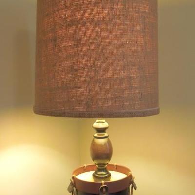 Tin Drum Lamp with Burlap Shade