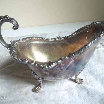 Wallace Silverplated Gravy Boat and Tray