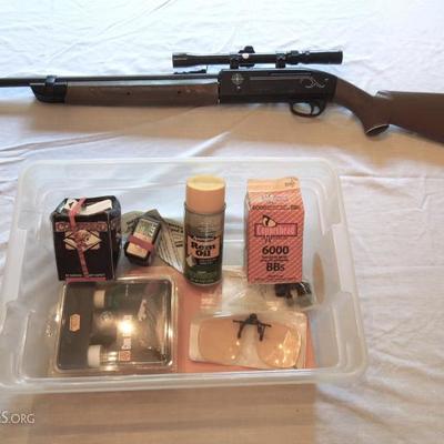 Crossman Air BB Gun with Tasco Scope and Supplies