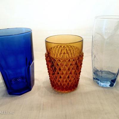 Mixed Lot of  17 Colored Glass Iced Tea Tumblers