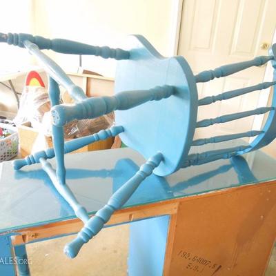 Vintage Painted Wood Secretary Desk and Chair