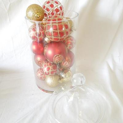 Large Bin of Glass Ornaments, etc