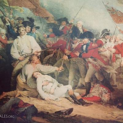 Large Triple Frame Print of Revolutionary War Battle