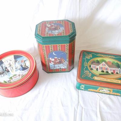3 Christmas Cookie tins