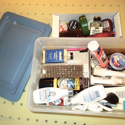Lot of Shoe Shine and Protection in Plastic Bin
