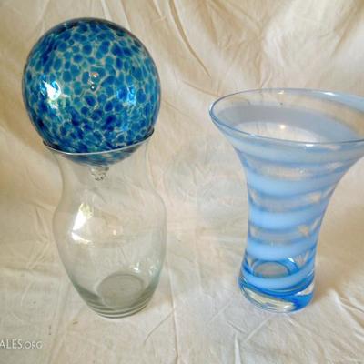 Two Blue Blown Glass Pieces