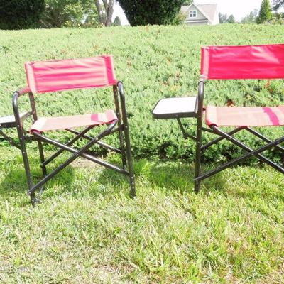 Pair of Folding Camp Chairs with Side Shelf