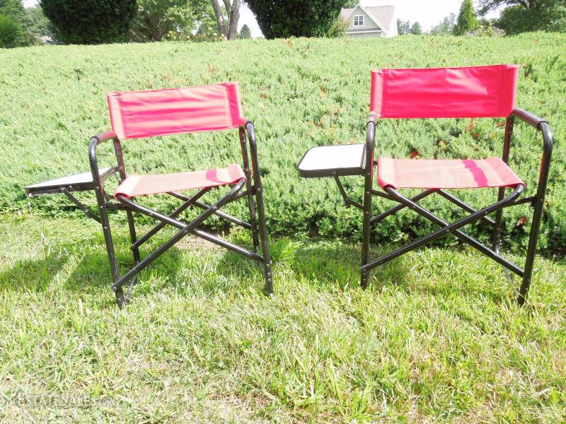Pair of Folding Camp Chairs with Side Shelf