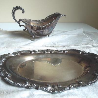 Wallace Silverplated Gravy Boat and Tray