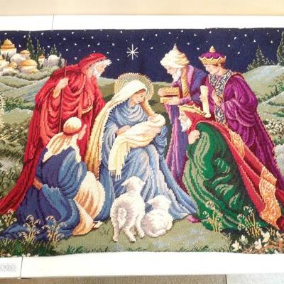 20 x 16 Christmas Nativity Embroidered Wall Hanging