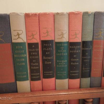 Antique Galley Style Book Shelf with Set of 16 Modern Library Cloth Classics