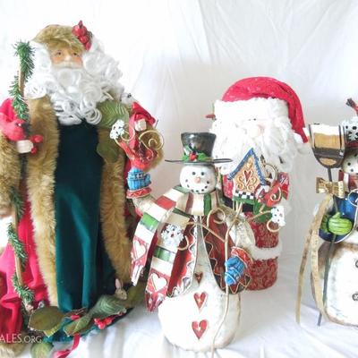 2 Decorative Santas and 2 Snowmen