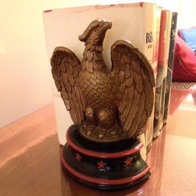 Set of 8 John Jakes Novels and Metal Eagle Bookends