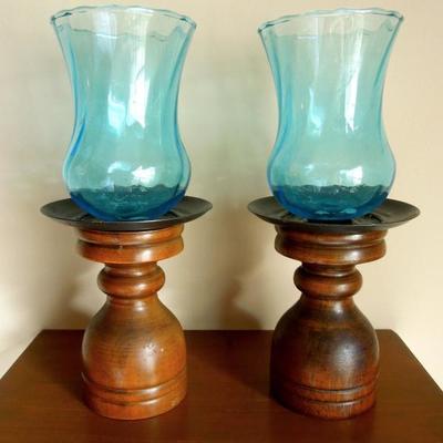 Pair of Treenware  Candlesticks