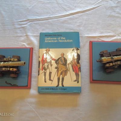 Pair of Decorative Miniature  Canons and Uniform Book 