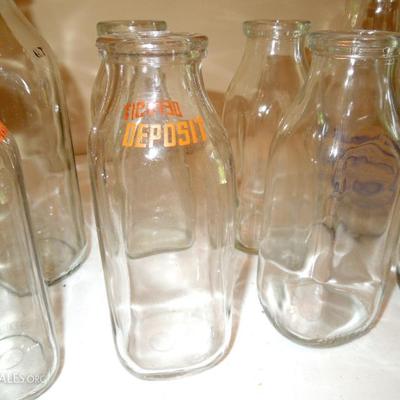 Lot of 8 Glass Milk Bottles