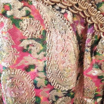 Vintage Poly Silk Gold and Paisley Mini Dress