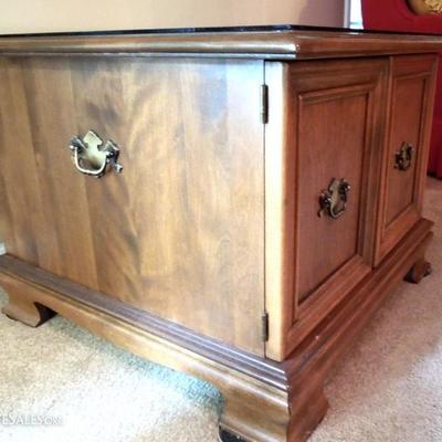 Square Maple Side Table Storage Cabinet