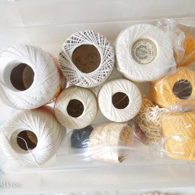 Lot of Crochet Doilies and Mercerized Cotton