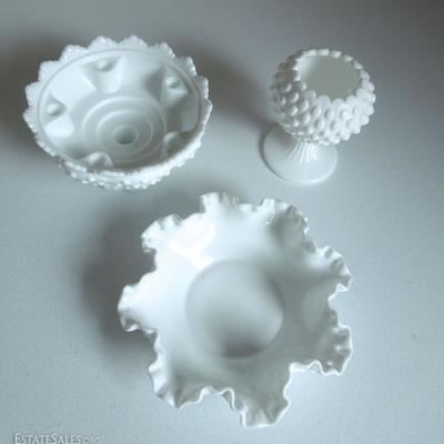 Lot of 3 Milk Glass Pieces