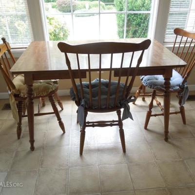Maple Kitchen Table with 2 Matching Nantucket Windsor Chairs
