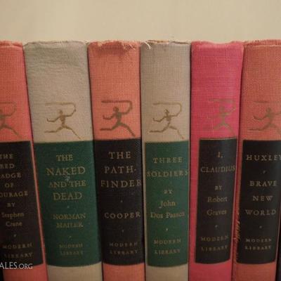 Antique Galley Style Book Shelf with Set of 16 Modern Library Cloth Classics