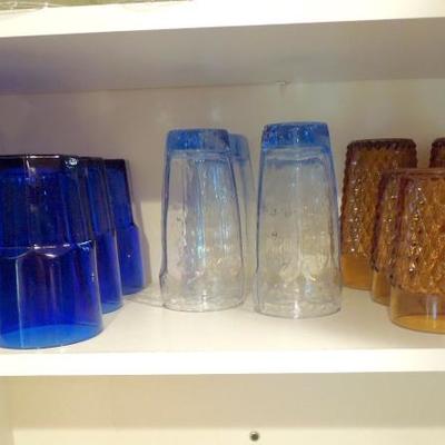 Mixed Lot of  17 Colored Glass Iced Tea Tumblers