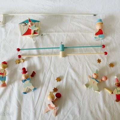 Vintage Wood Circus Crib Mobile in Original Box
