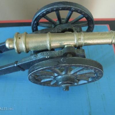 Pair of Pedestal Displays with Miniature Canons