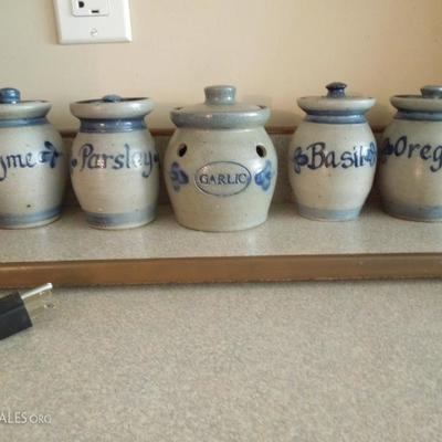 5 Stoneware Spice Keepers 